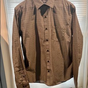 Large, Van Heusen Long Sleeved Dress Shirt. A Dark Grey color.